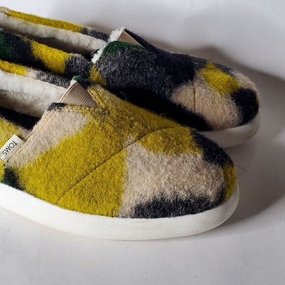 TOMS Felted Alpargata Mallow Sneakers Faux Fur Womens Size 10 Flat Shoes - Picture 3 of 11